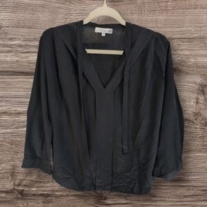 Sandro Paris black Silk blouse , pleated front and sleeves.